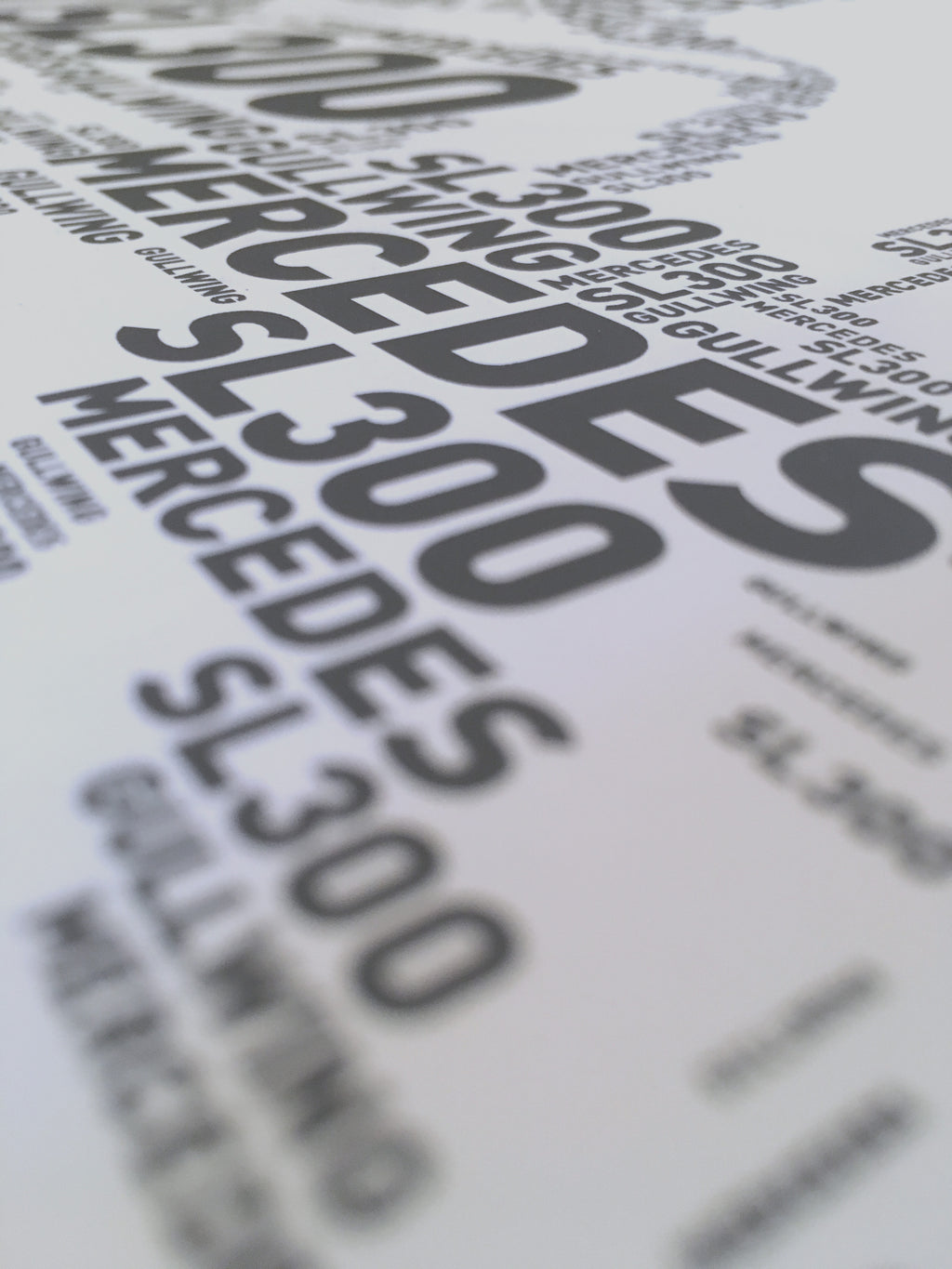 Mercedes SL300 Gullwing – Classic car – Typographic