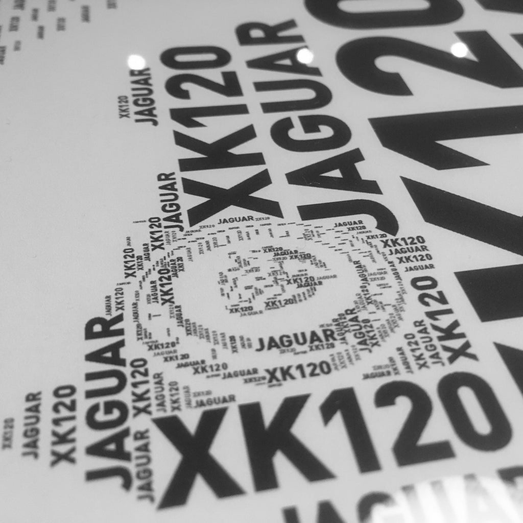 Jaguar XK120 – Classic car – Typographic