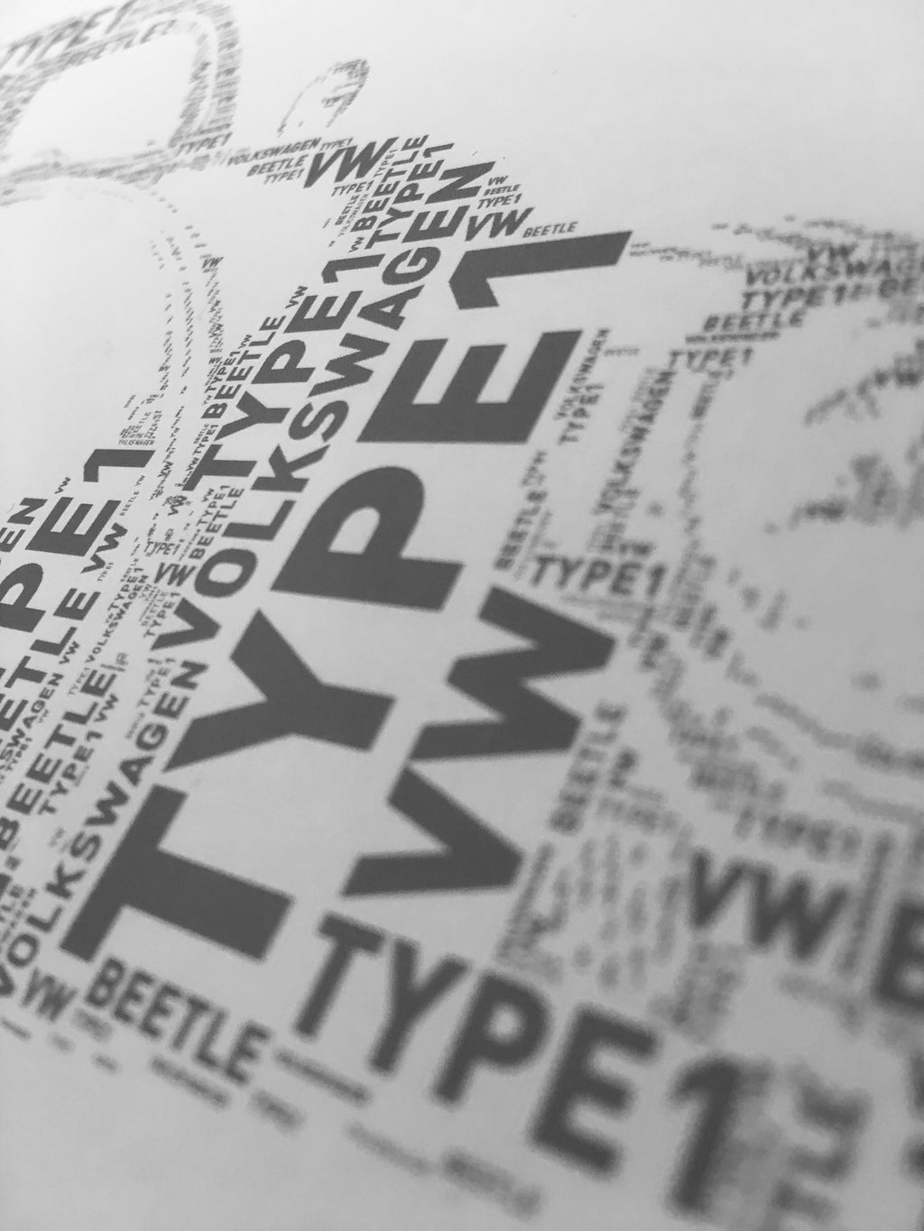 VW Type1 Beetle – Classic car – Typographic