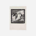 Linocut 007 — Flyvende hejrer