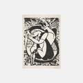 Linocut 015 — Kvinde i badekar