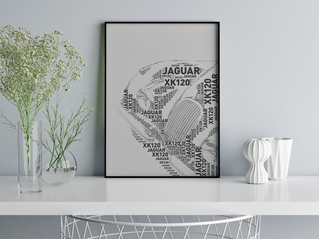 Jaguar XK120 – Classic car – Typographic
